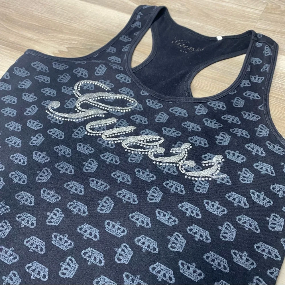 GUESS Y2K Rhinestone Crown Ribbed Tank Top - Picture 5 of 11